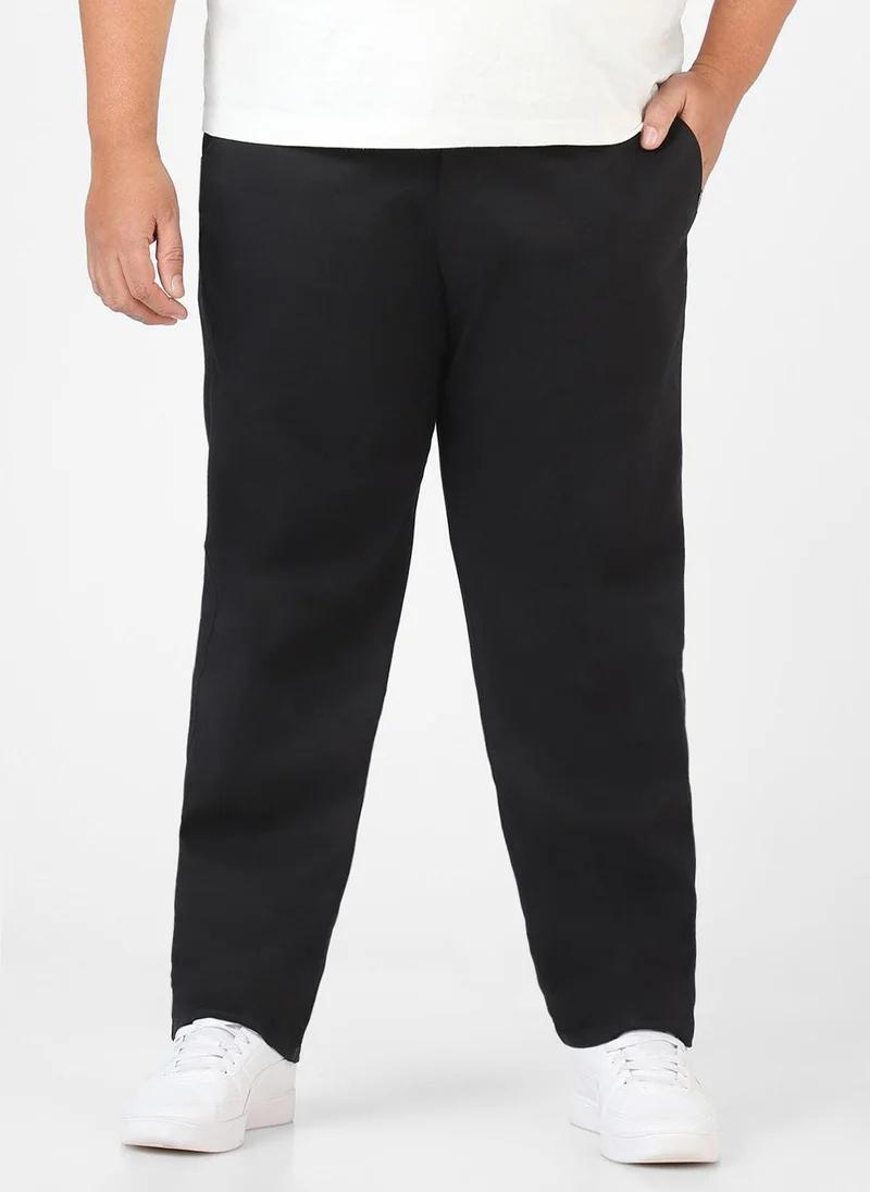Urbano Fashion  Urbano Plus Men's Black Cotton Regular Fit Casual Chinos Trousers Stretch for Men | Best Price UAE